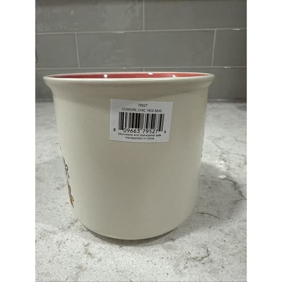 PINK COWBOY BOOTS 19oz Hand Painted Mug Spectrum Designz Cowgirl Flowers western - Picture 3 of 6